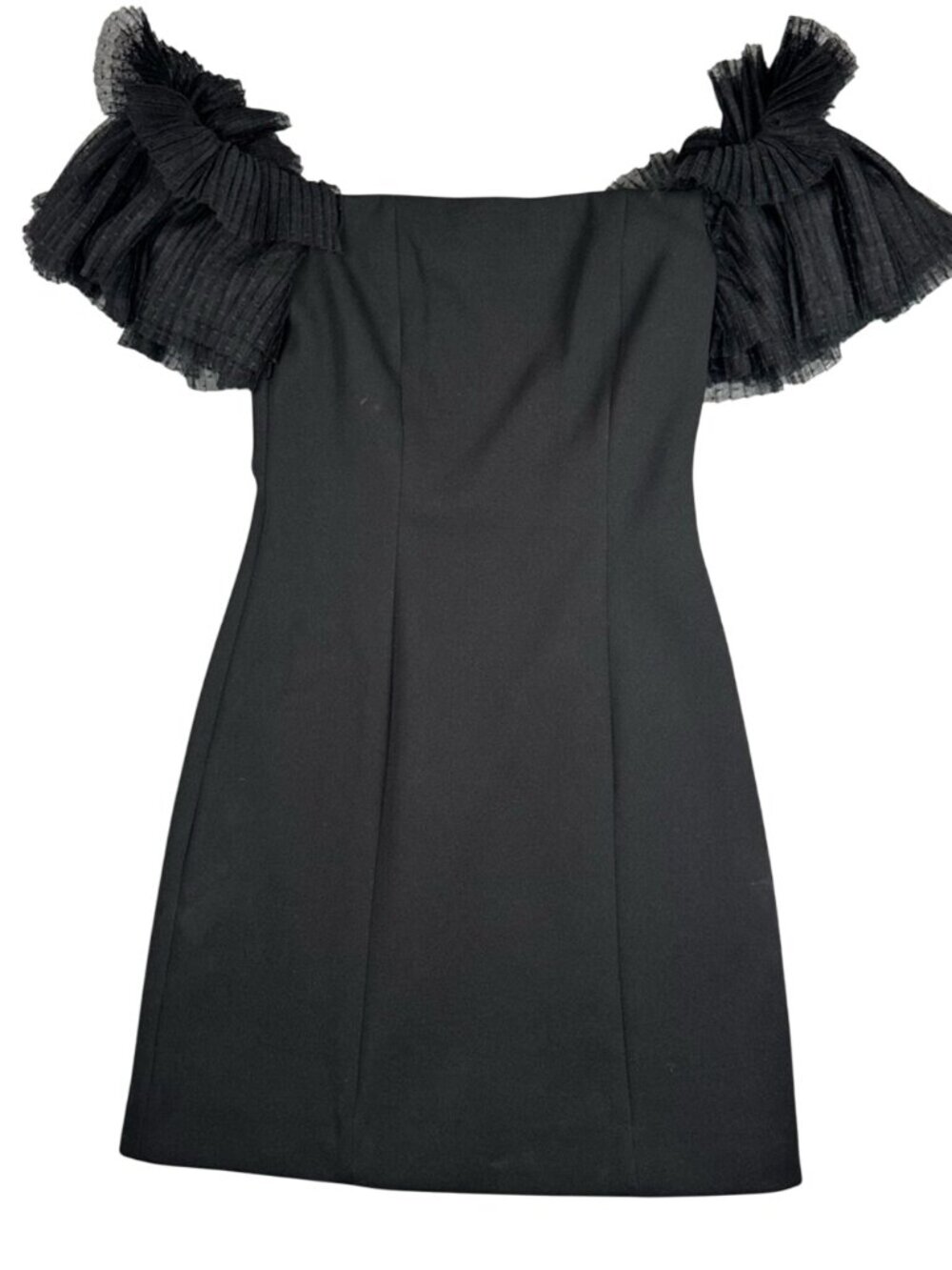 Elliatt Black Ruffle Sleeve Mini Dress XS Off Shoulder Bodycon Tulle Party LBD